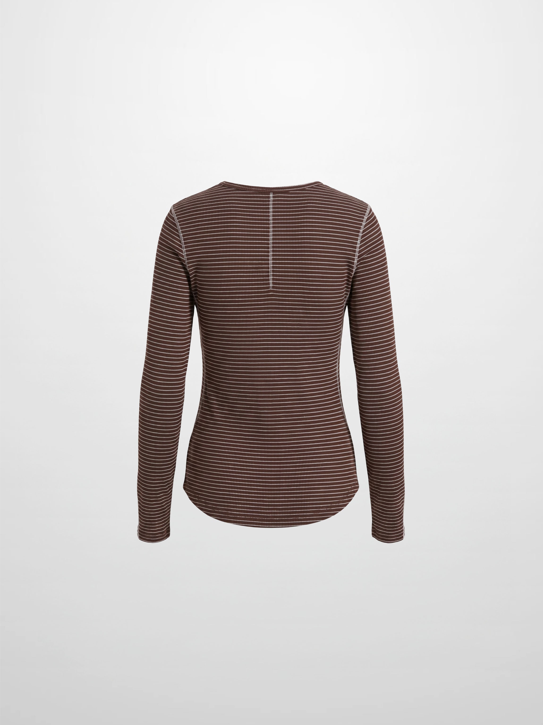 Striped Cross Stitch T-Shirt-Brown
