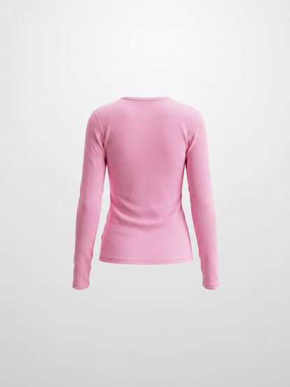 Soft Ribbed High V Tee-Happy Pink
