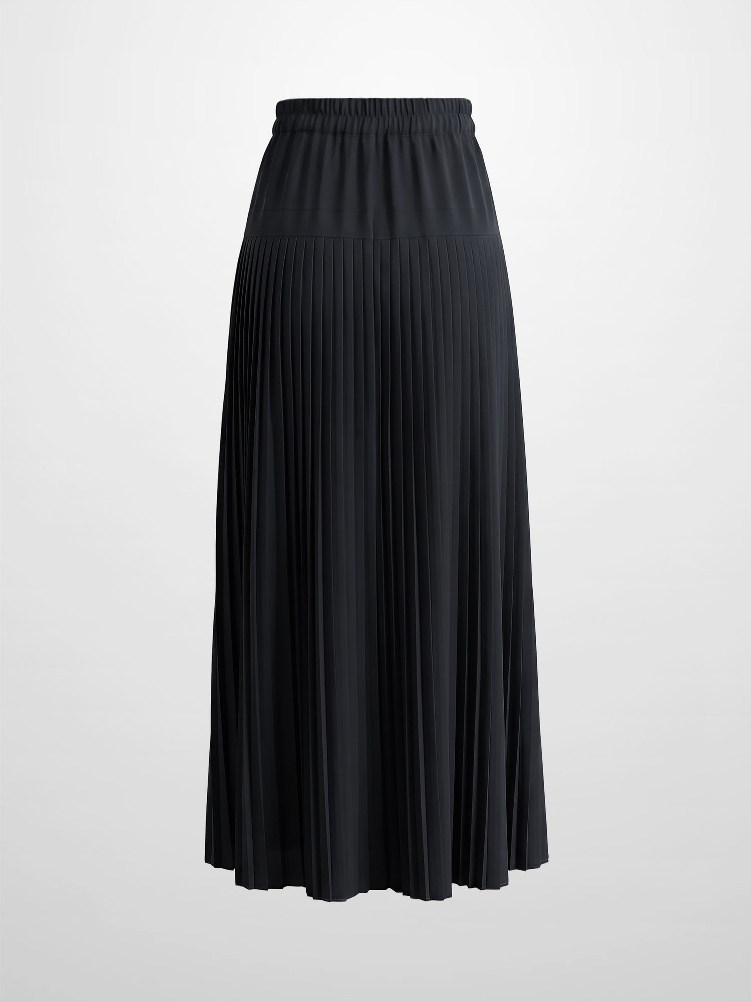 Chiffon Drop Waist Pleat Skirt-Black