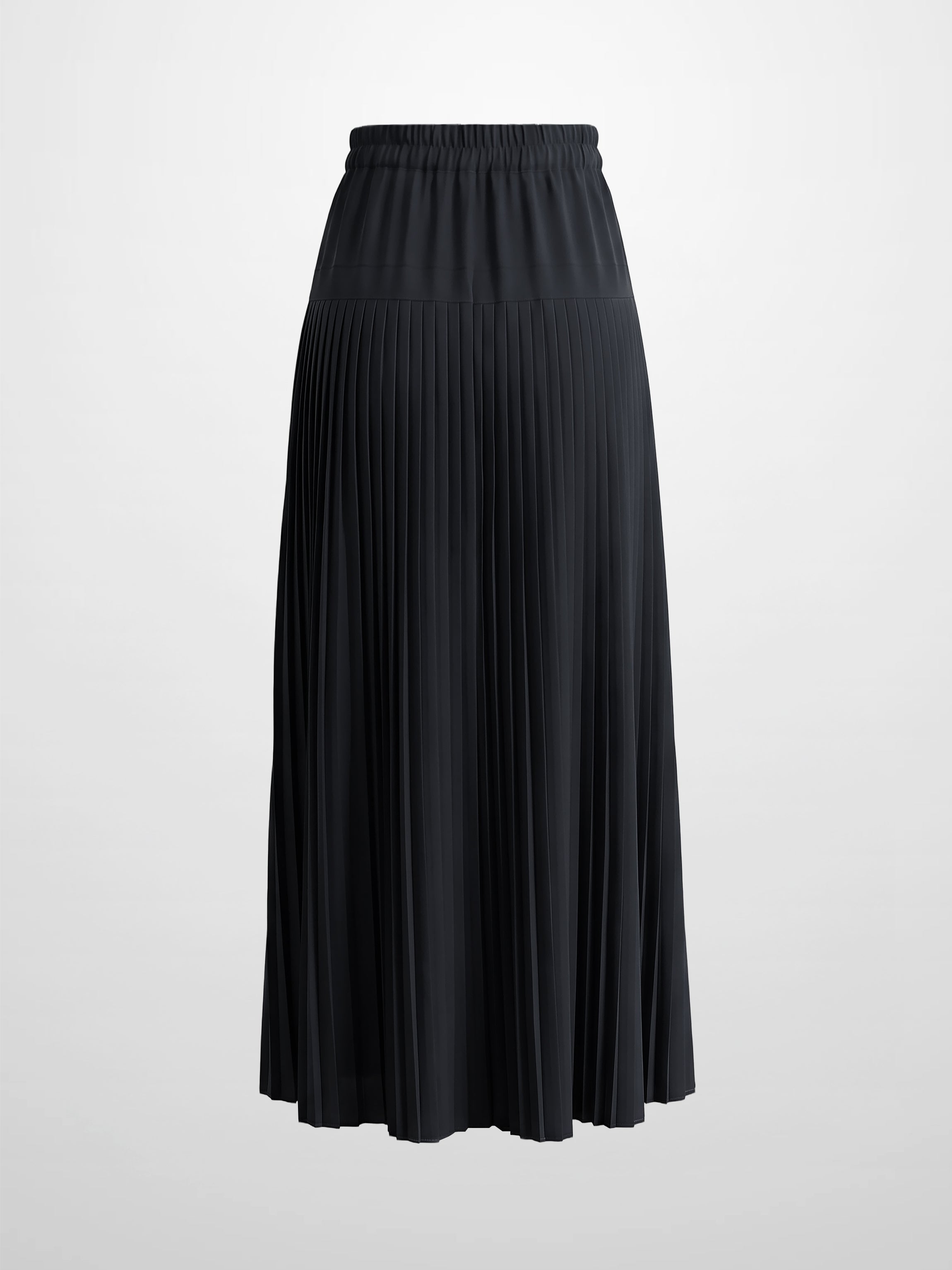 Chiffon Drop Waist Pleat Skirt-Black