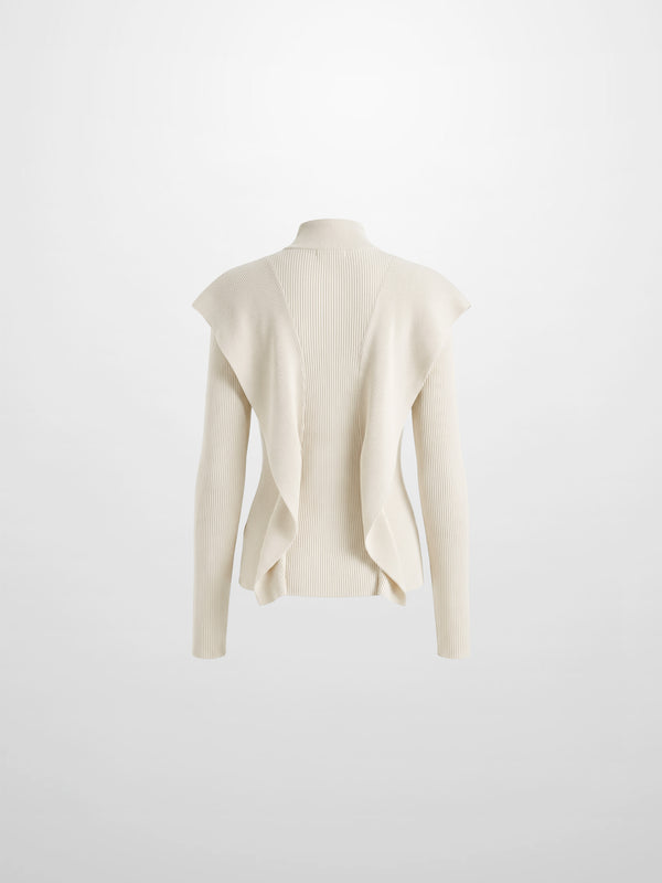 Side Ruffle Sweater - Ivory