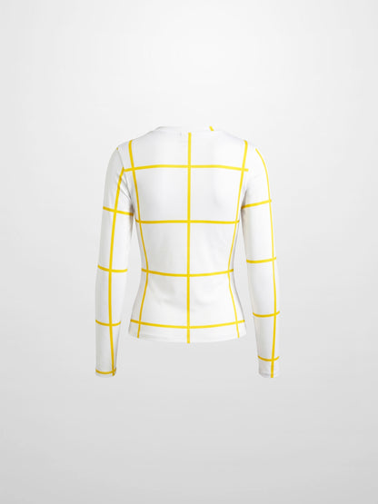 Basic Printed T-shirt-Floral Windowpane Yellow