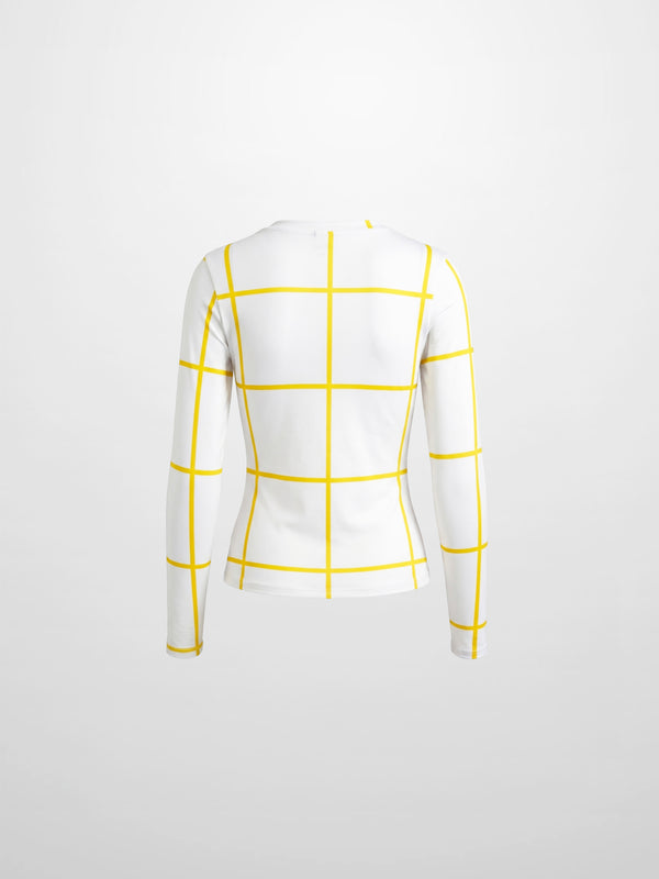 Basic Printed T-shirt-Floral Windowpane Yellow
