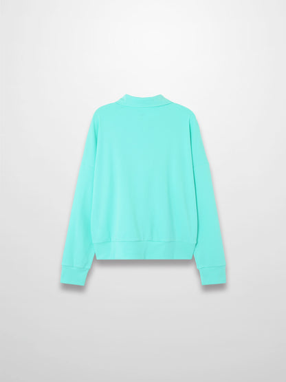 Collared Bomber Tee-Aqua