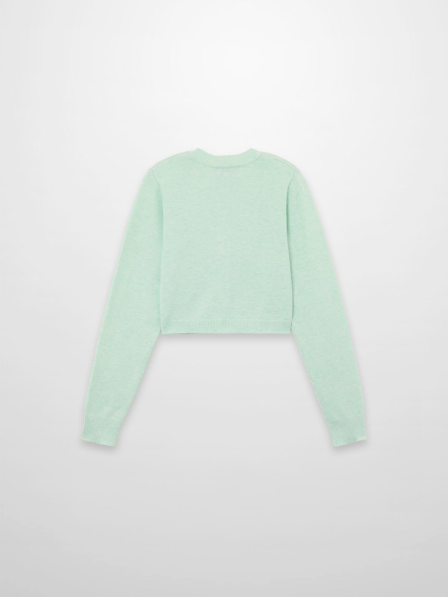 Trim Detail Crew Crop Cardigan-Heathered Mint