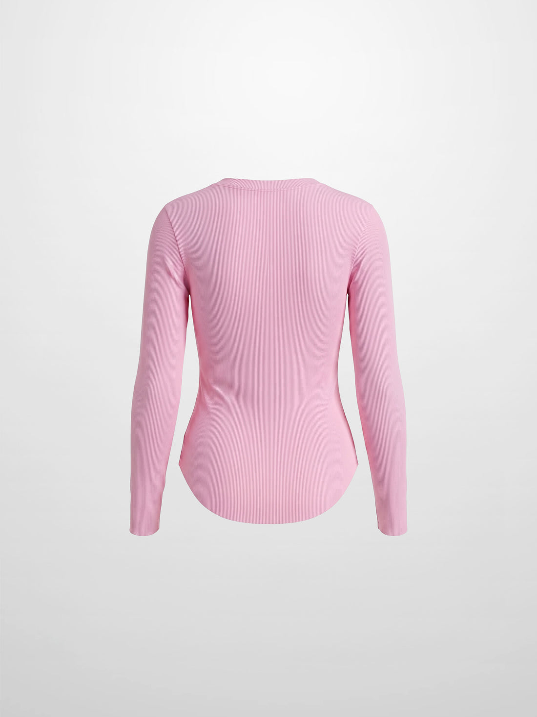 Rounded Hem Ribbed T-Shirt-Pink