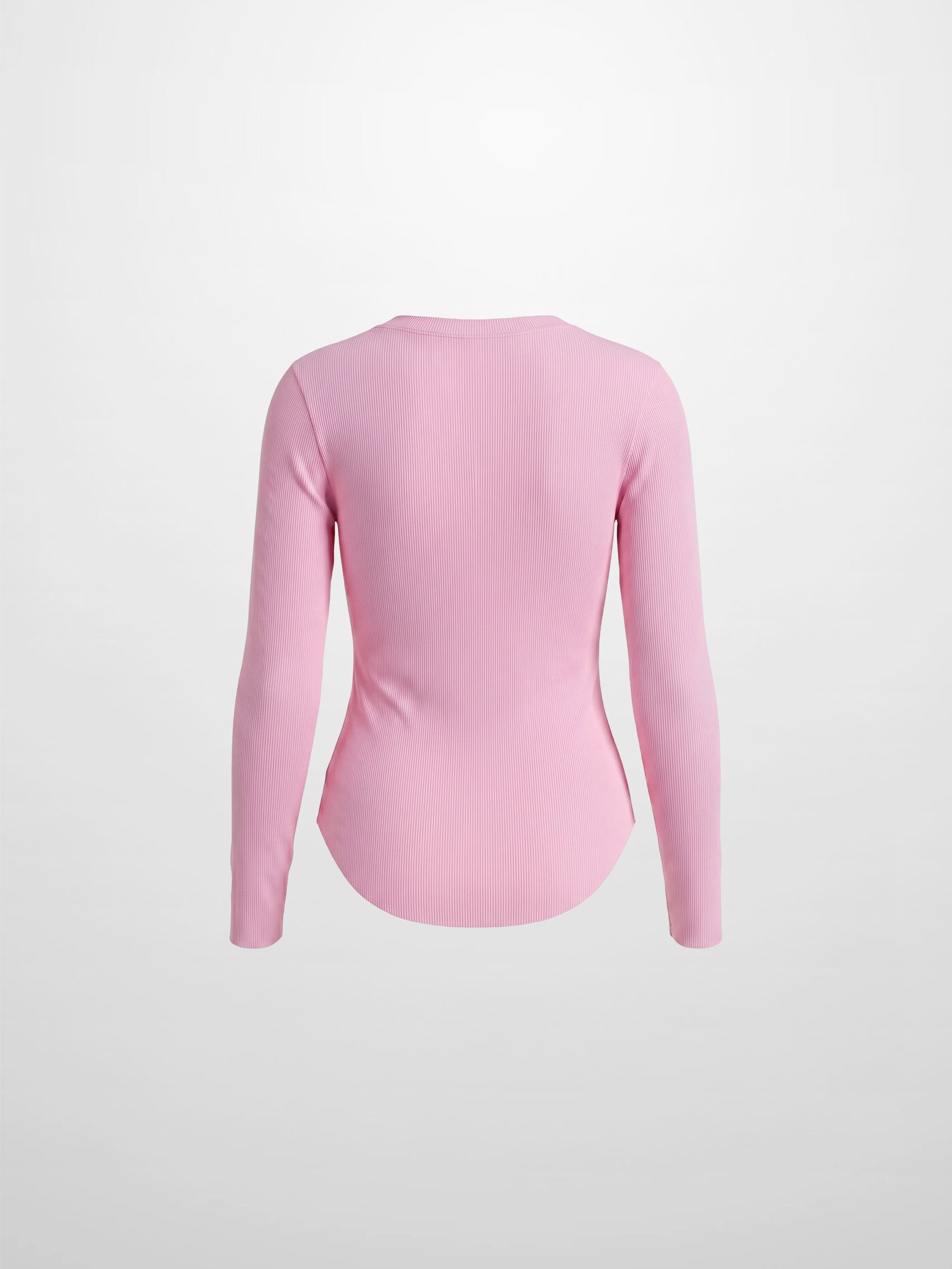 Rounded Hem Ribbed T-Shirt-Pink