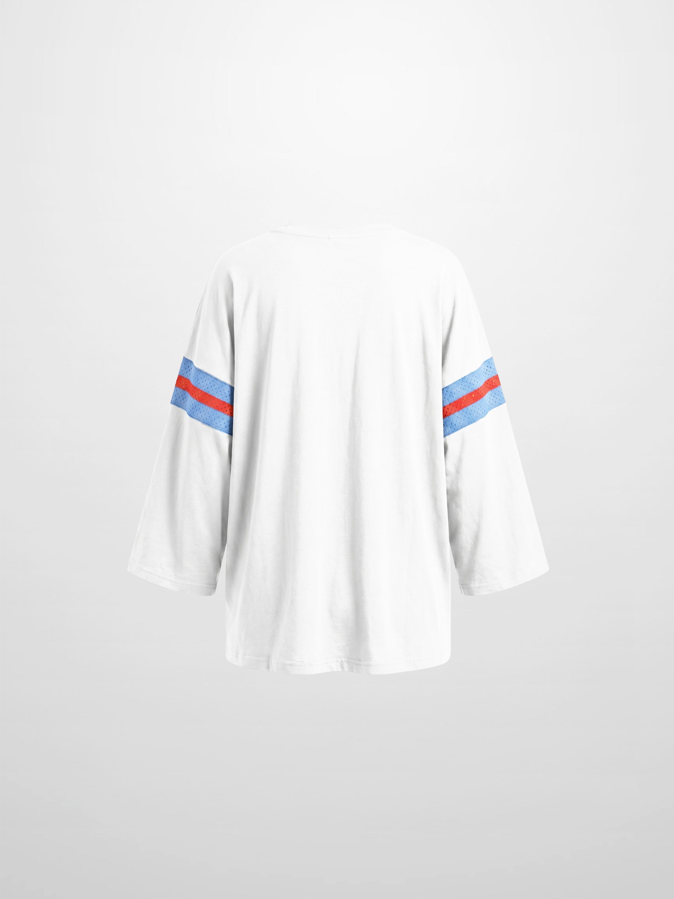 Crochet Stripe Boxy Tee-White/Blue/Orange