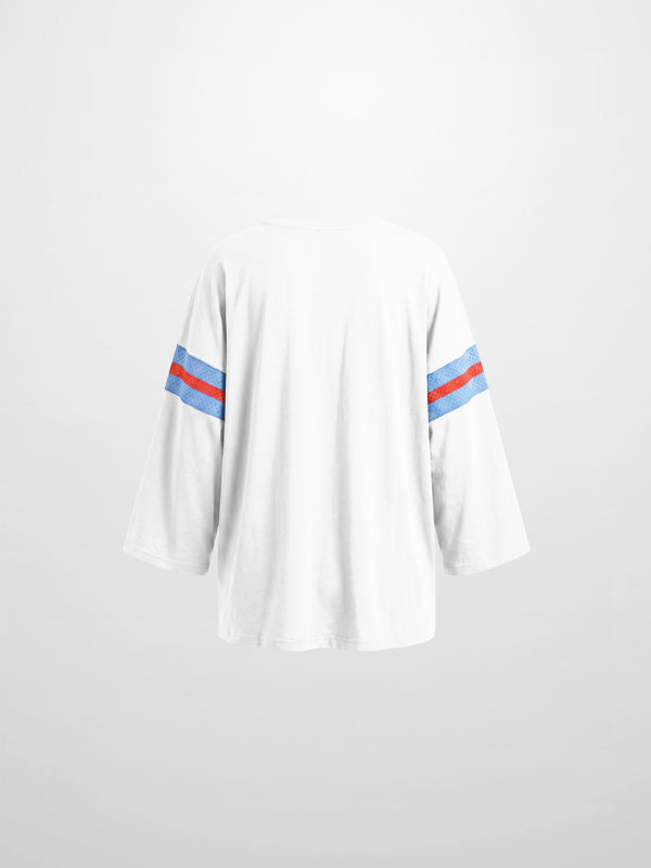 Crochet Stripe Boxy Tee-White/Blue/Orange