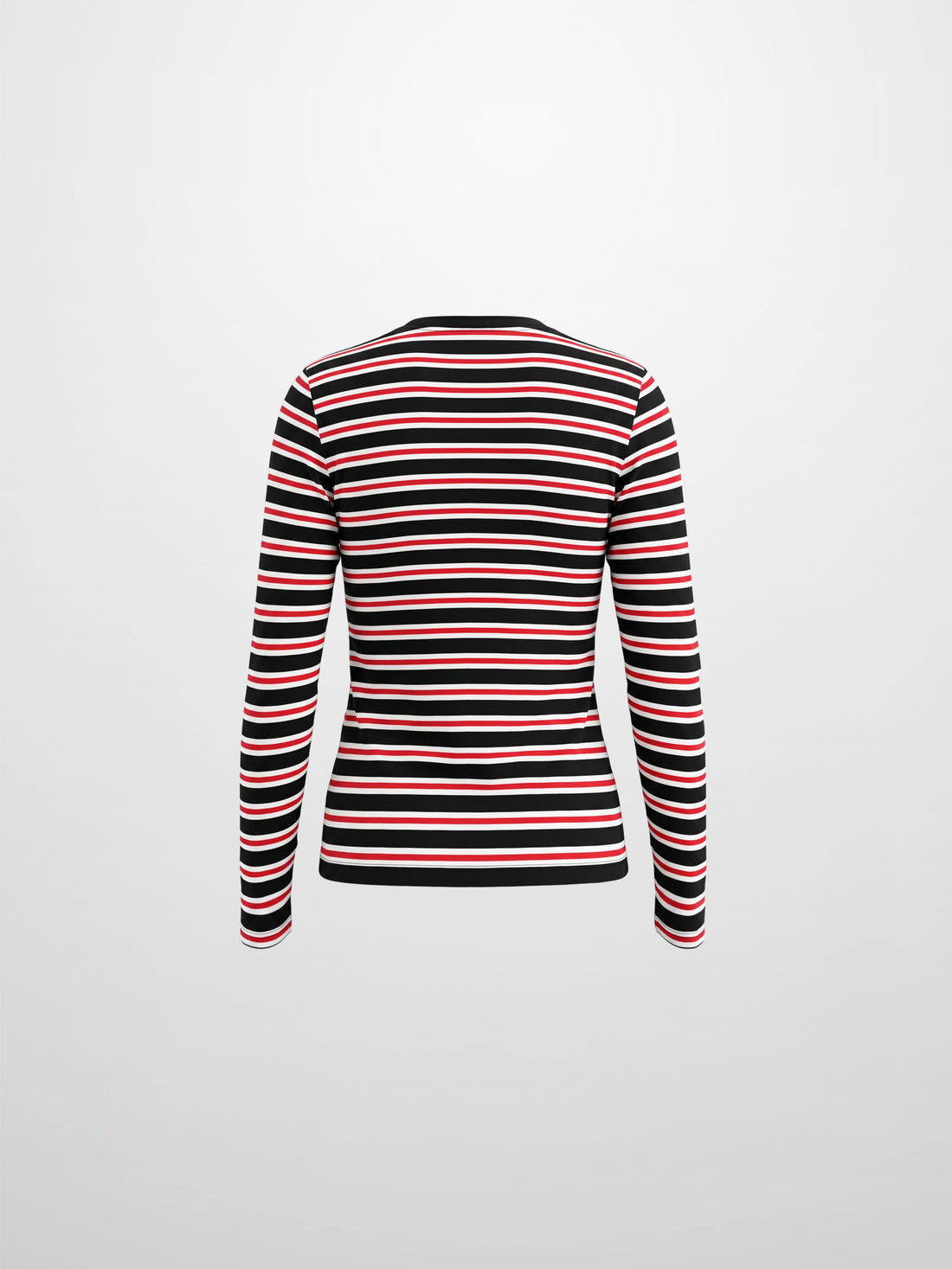 Embroidered Crown Striped Tee-Black/White/Red