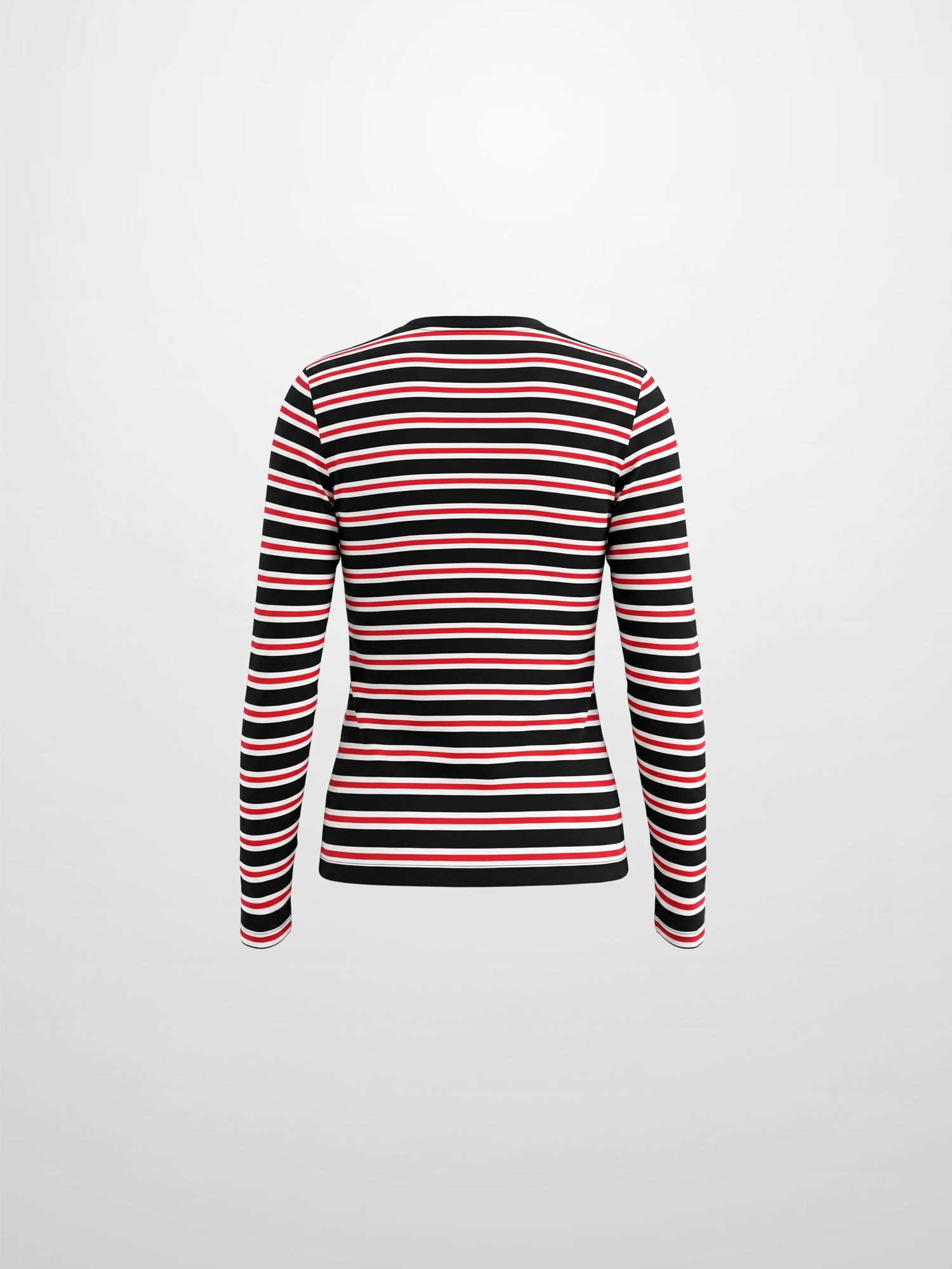 Embroidered Crown Striped Tee-Black/White/Red