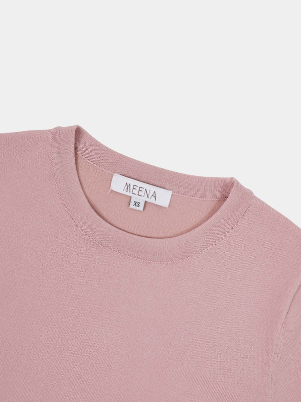 High Cuff Crew Sweater-Mauve