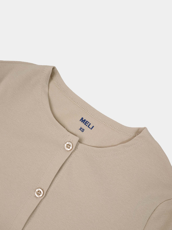 Crop T-Shirt Cardigan-Tan