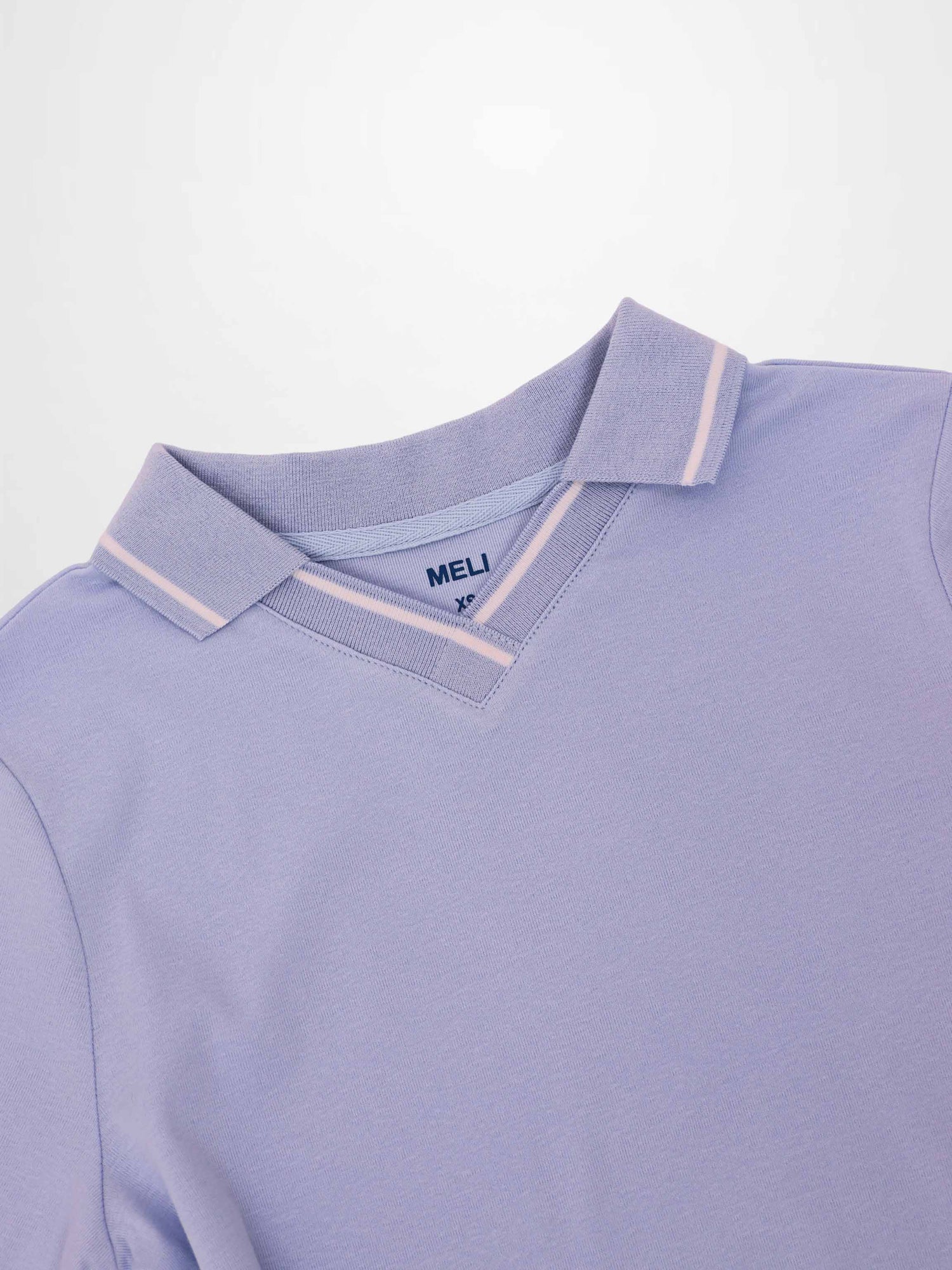 Collared High V T-Shirt-Light Blue