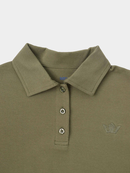 Collared Bomber Tee-Olive
