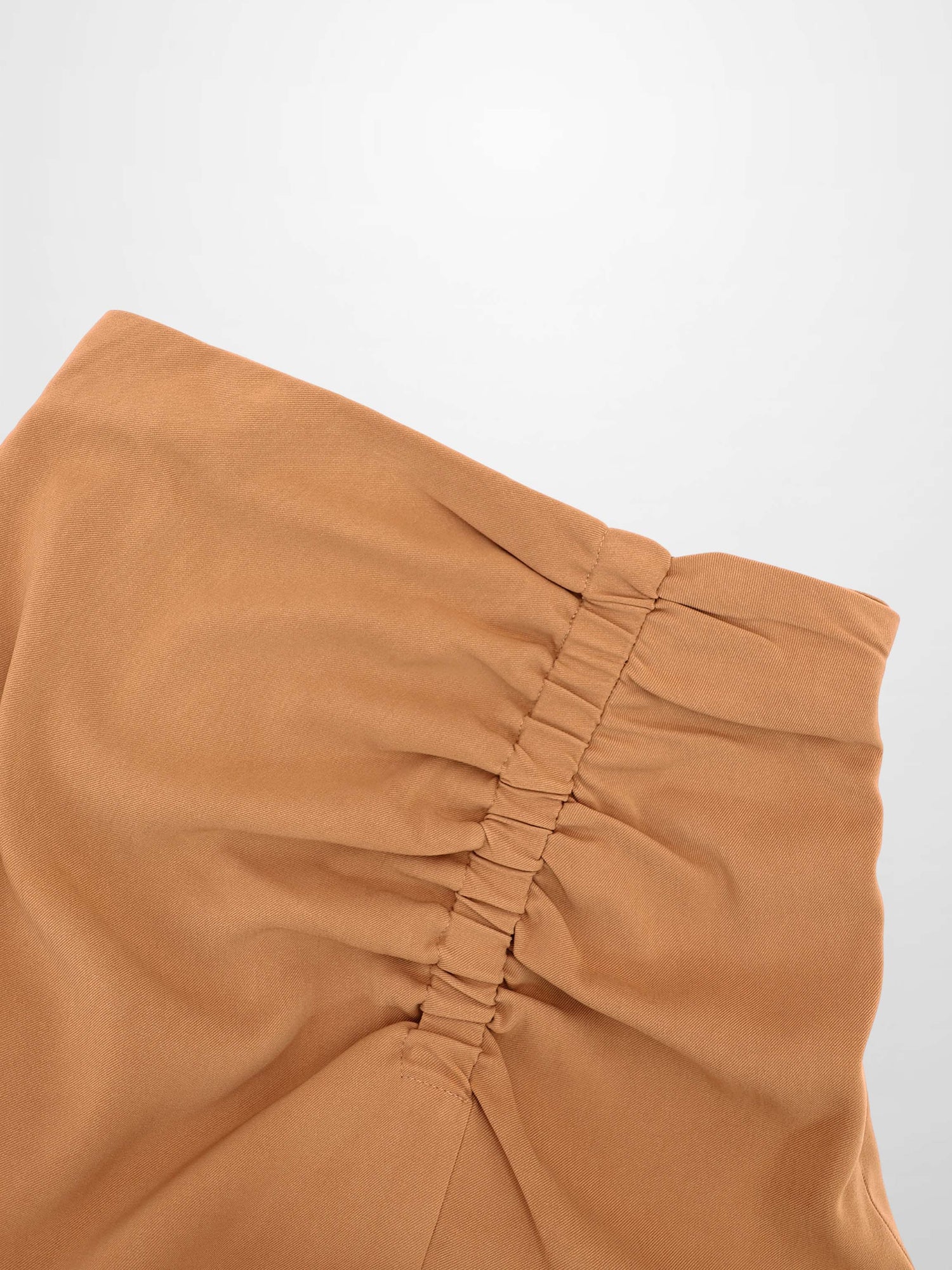 SIDE RUCHED SKIRT-TAN