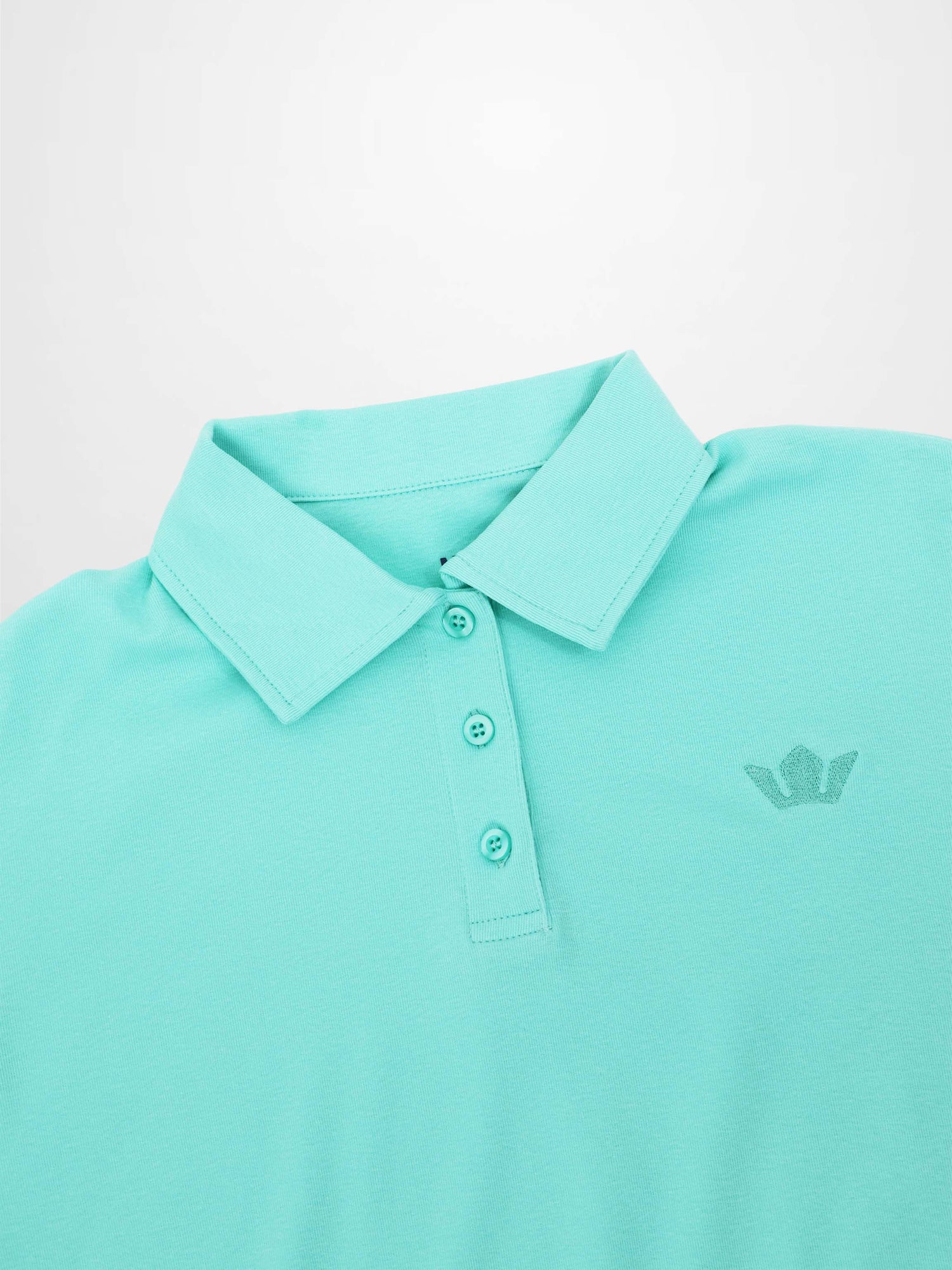 Collared Bomber Tee-Aqua
