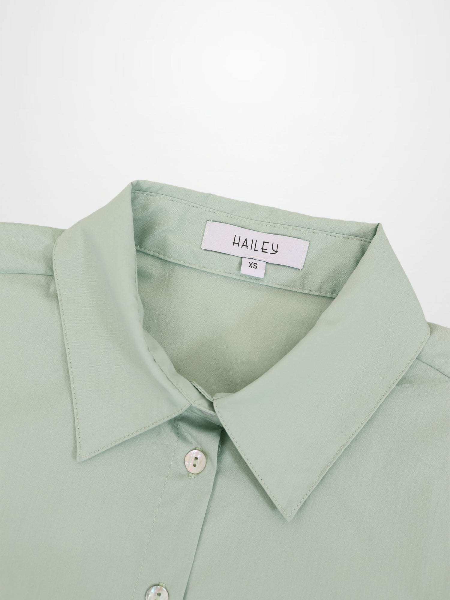 Cotton Button Down Blouse-Dusty Mint