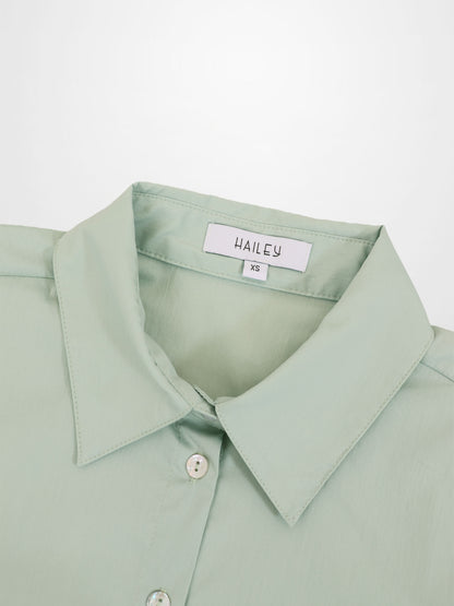 Cotton Button Down Blouse-Dusty Mint