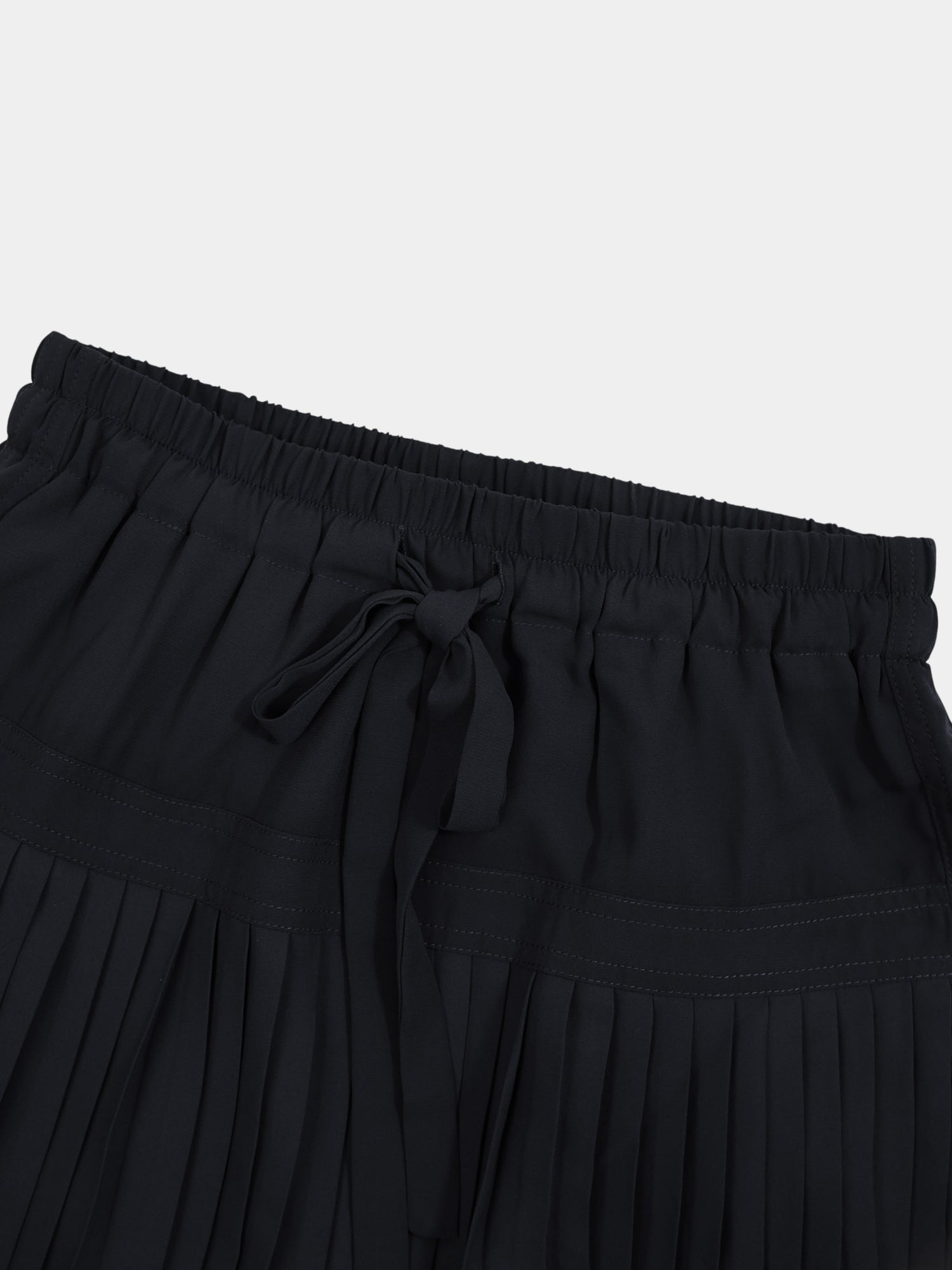 Chiffon Drop Waist Pleat Skirt-Black