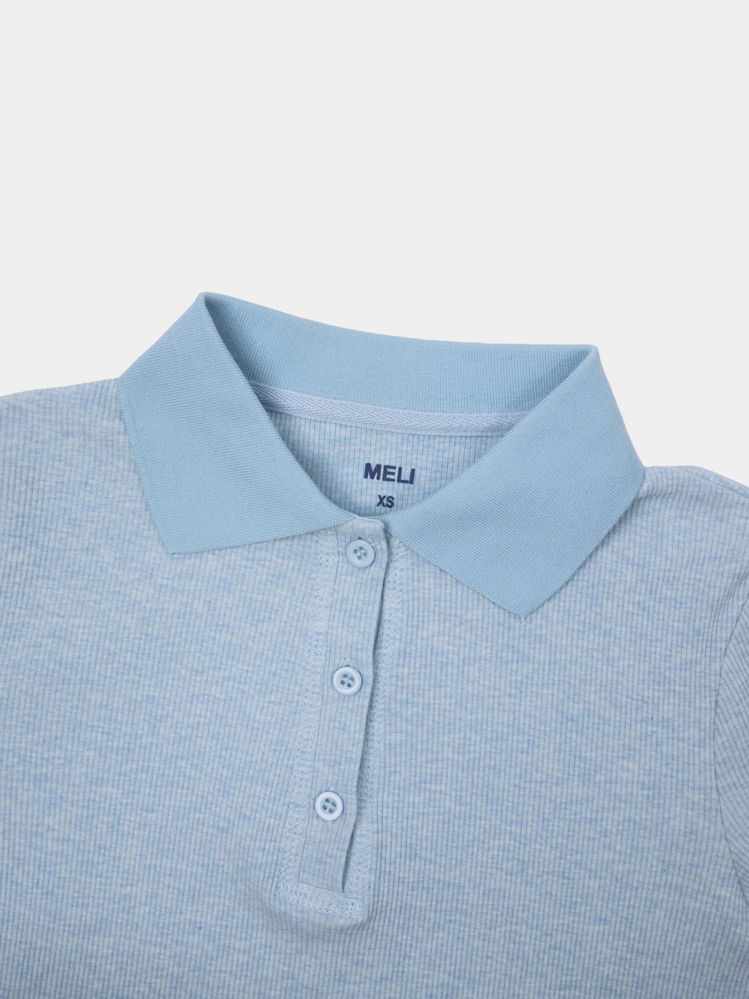 Heathered Collared Tee-Blue