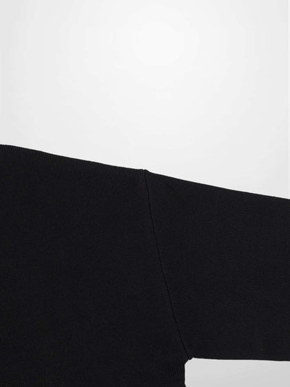 Mock Neck Thin Knit Sweater-Black
