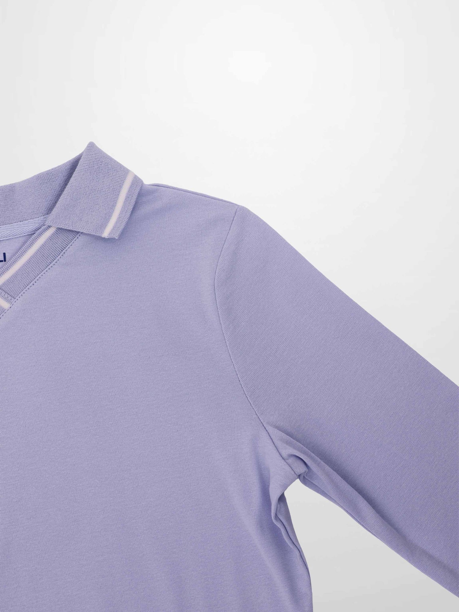 Collared High V T-Shirt-Light Blue