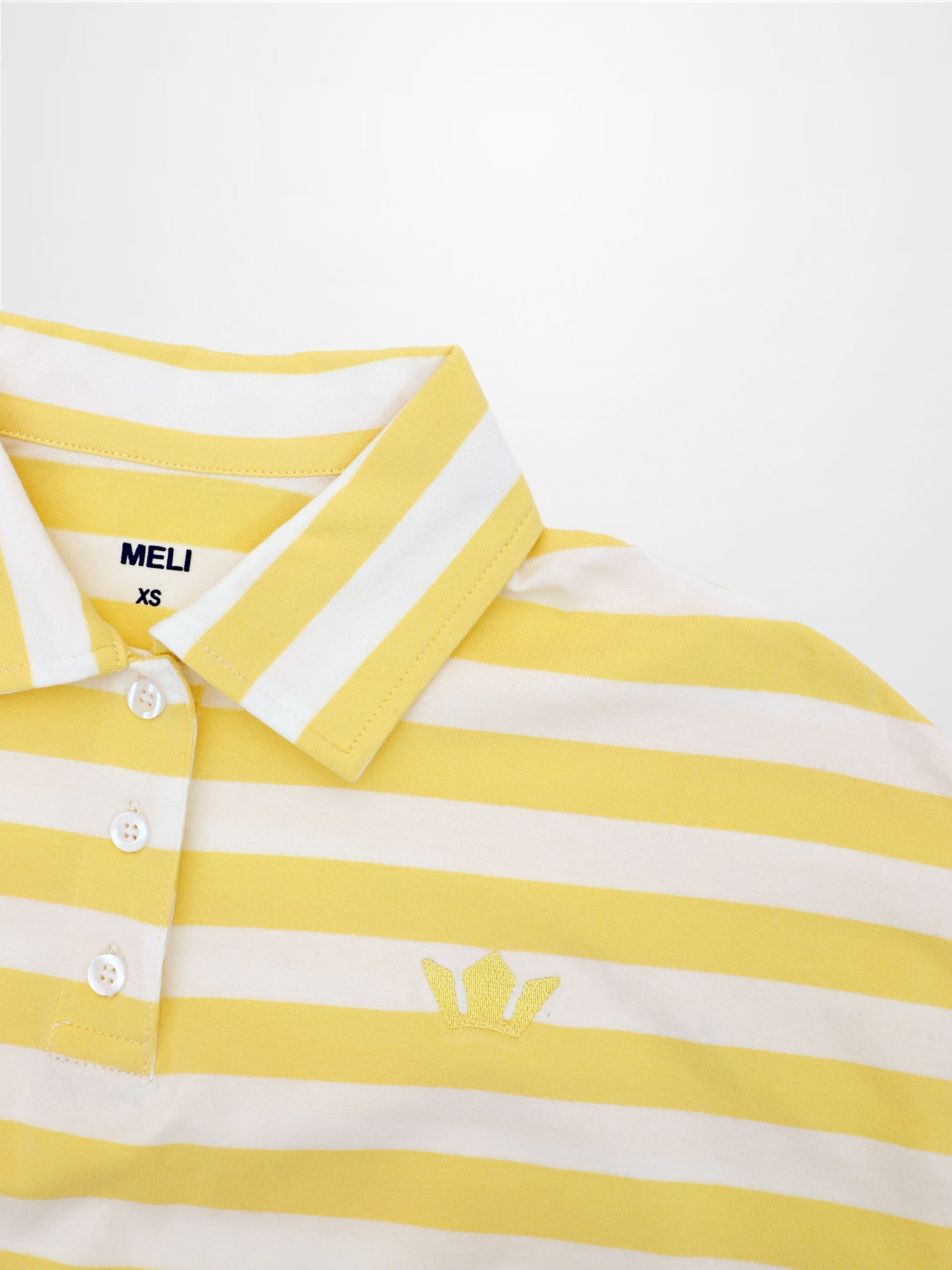 Striped Collar Bomber Tee-Yellow/White