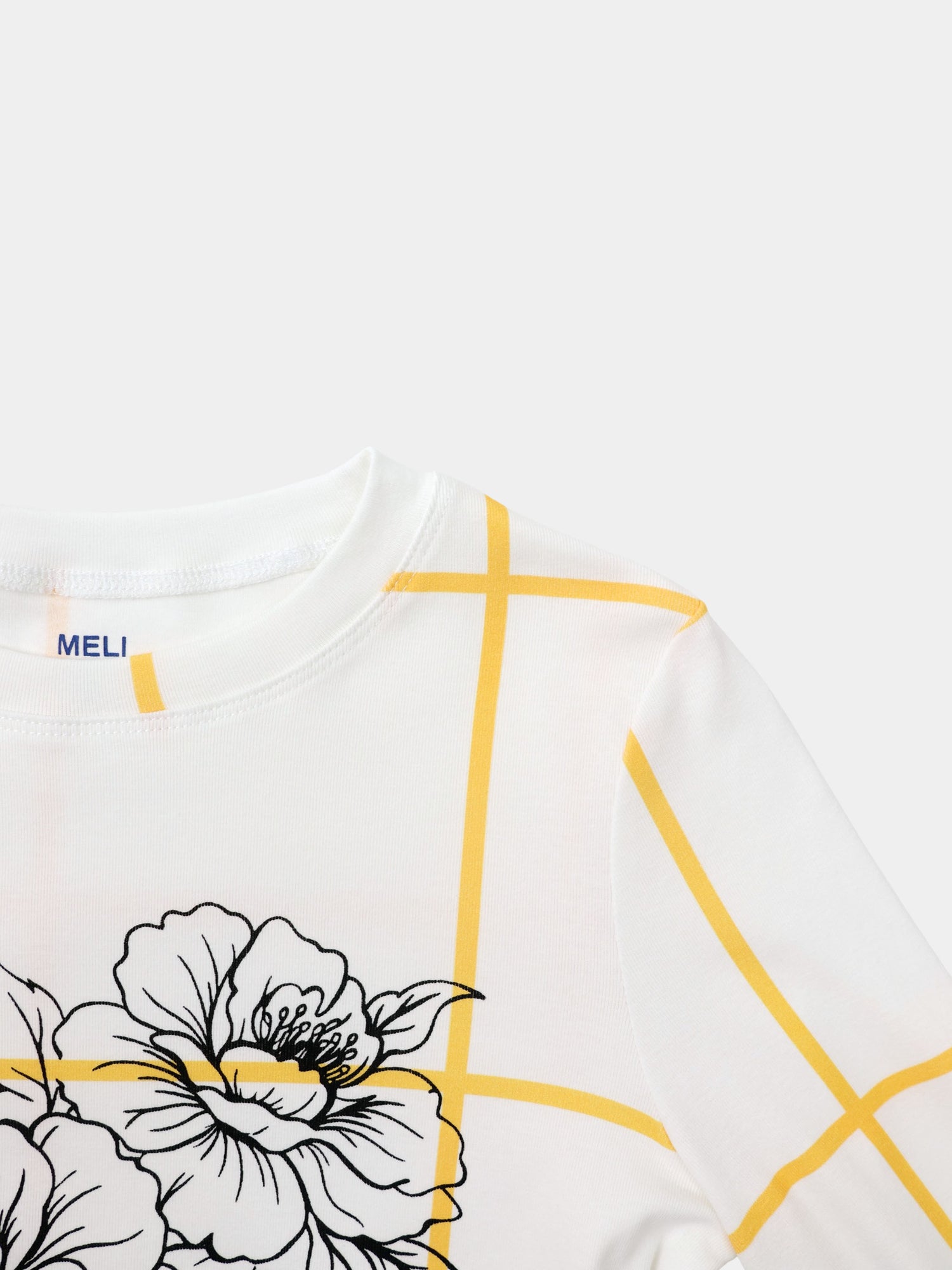 Basic Printed T-shirt-Floral Windowpane Yellow
