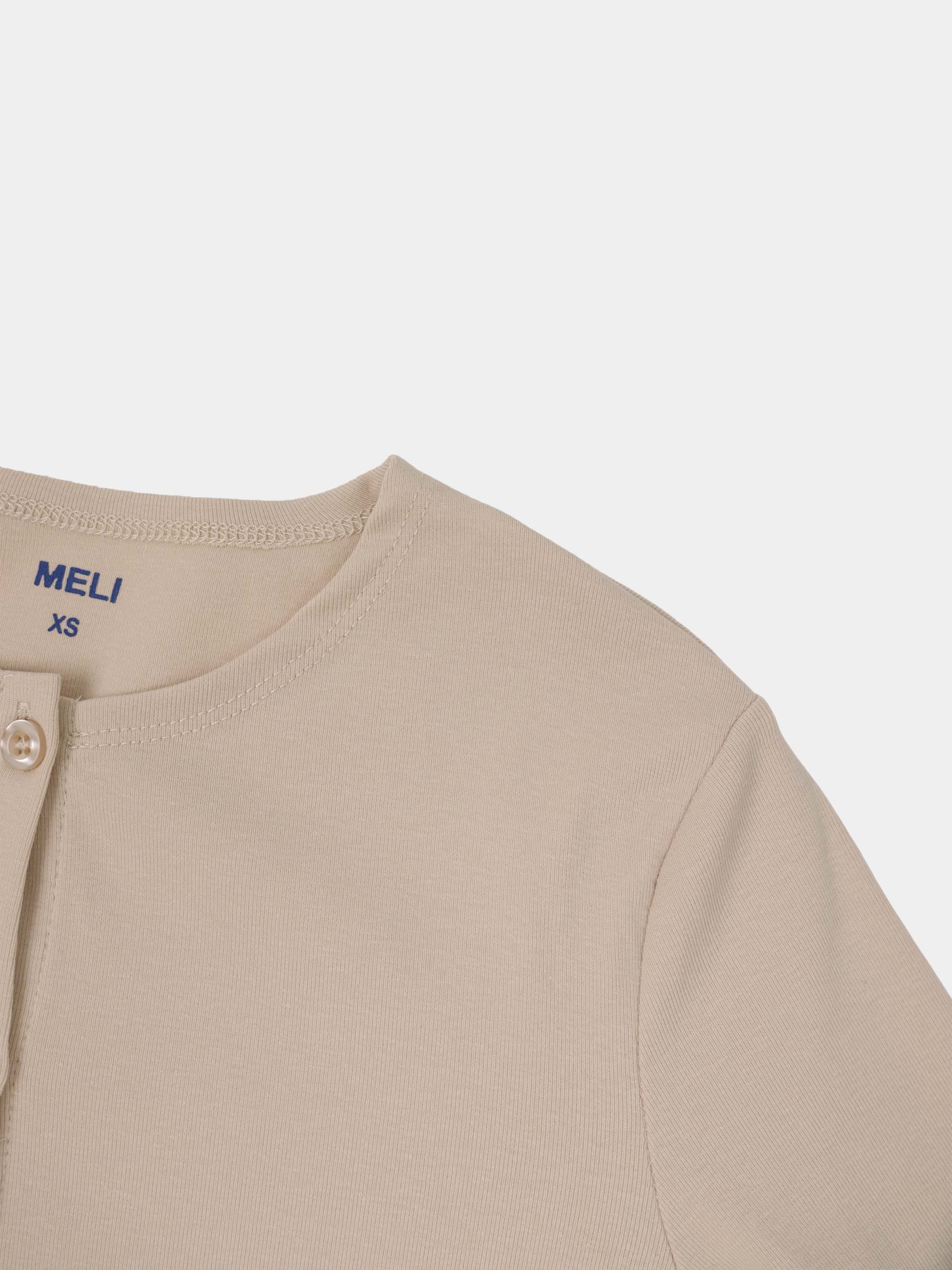 Crop T-Shirt Cardigan-Tan