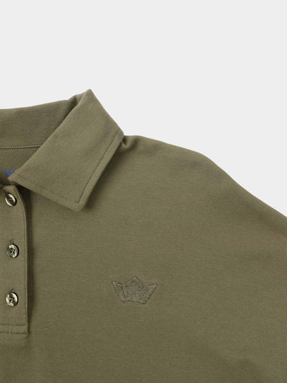 Collared Bomber Tee-Olive