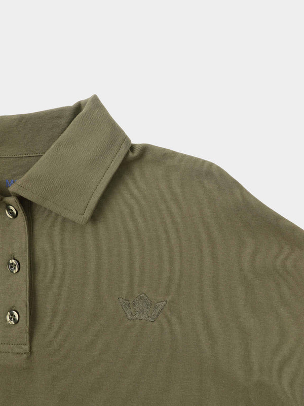 Collared Bomber Tee-Olive