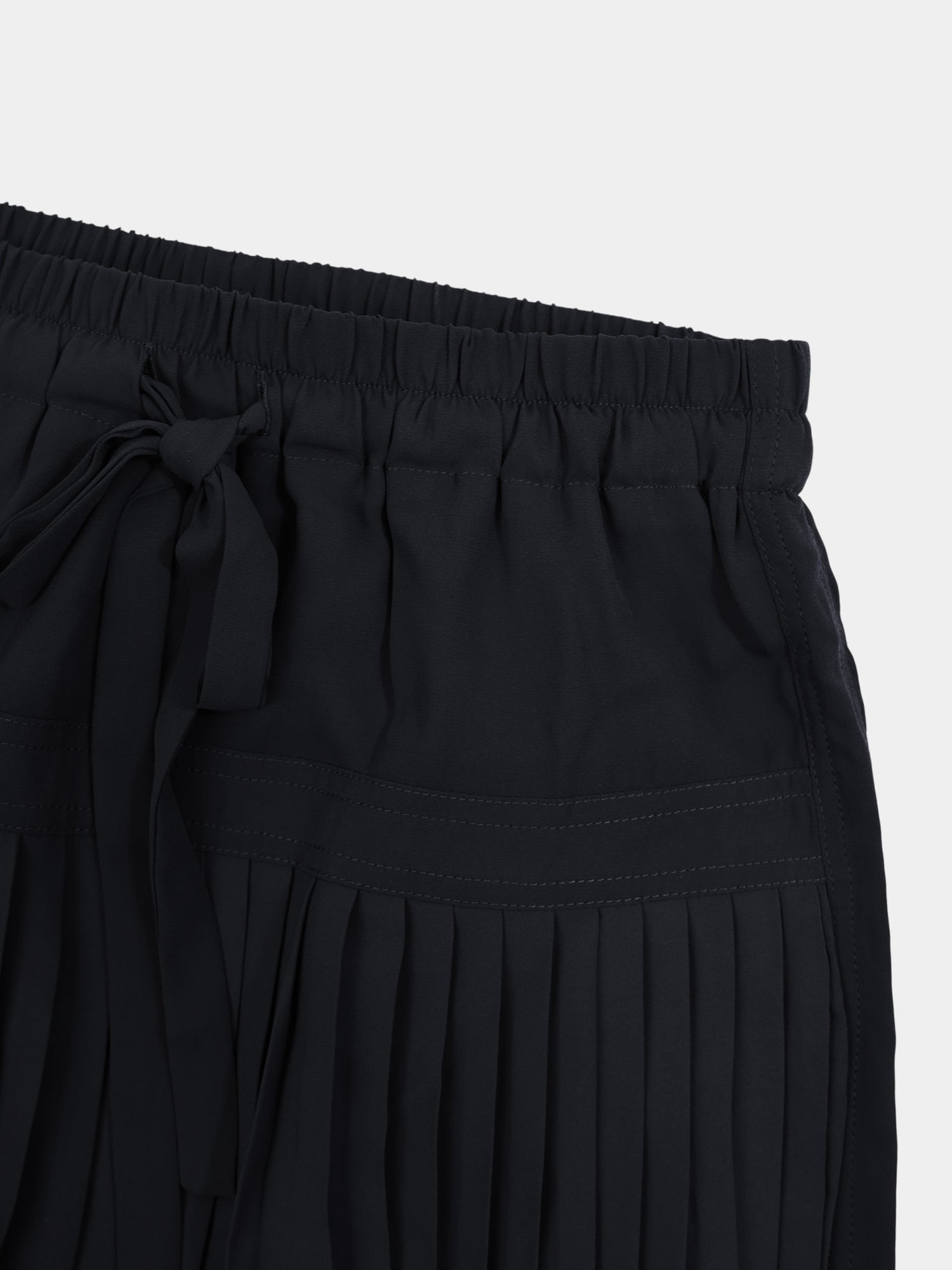 Chiffon Drop Waist Pleat Skirt-Black