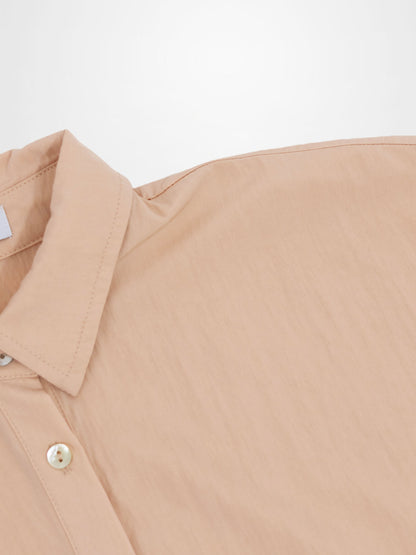 Boxy Dolman Sleeve Crinkle Blouse-Peach