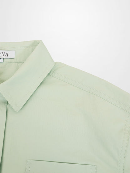 Cotton Crop Blouse-Mint