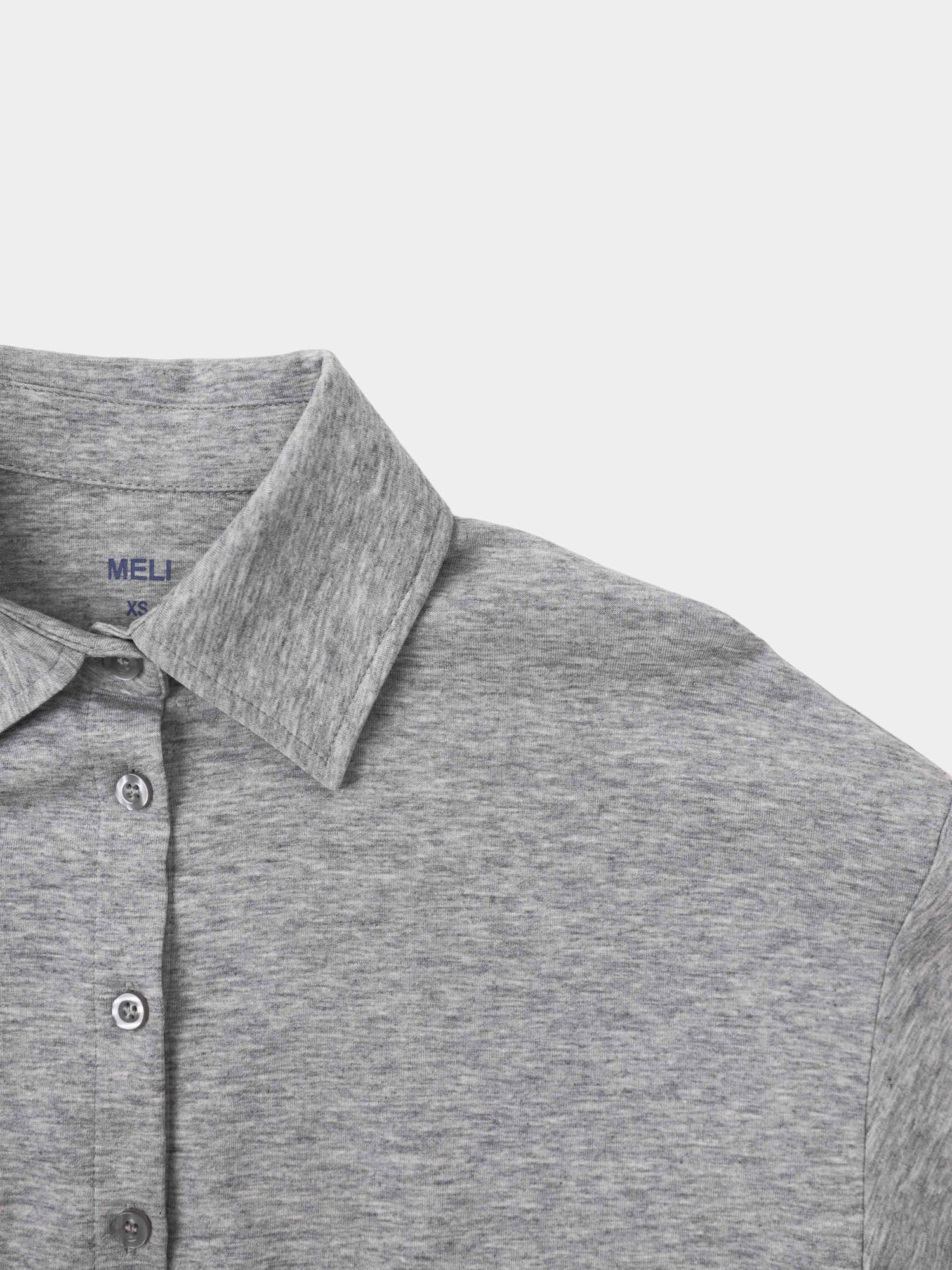 Waist Tie Button Down T-Shirt-Heather Grey