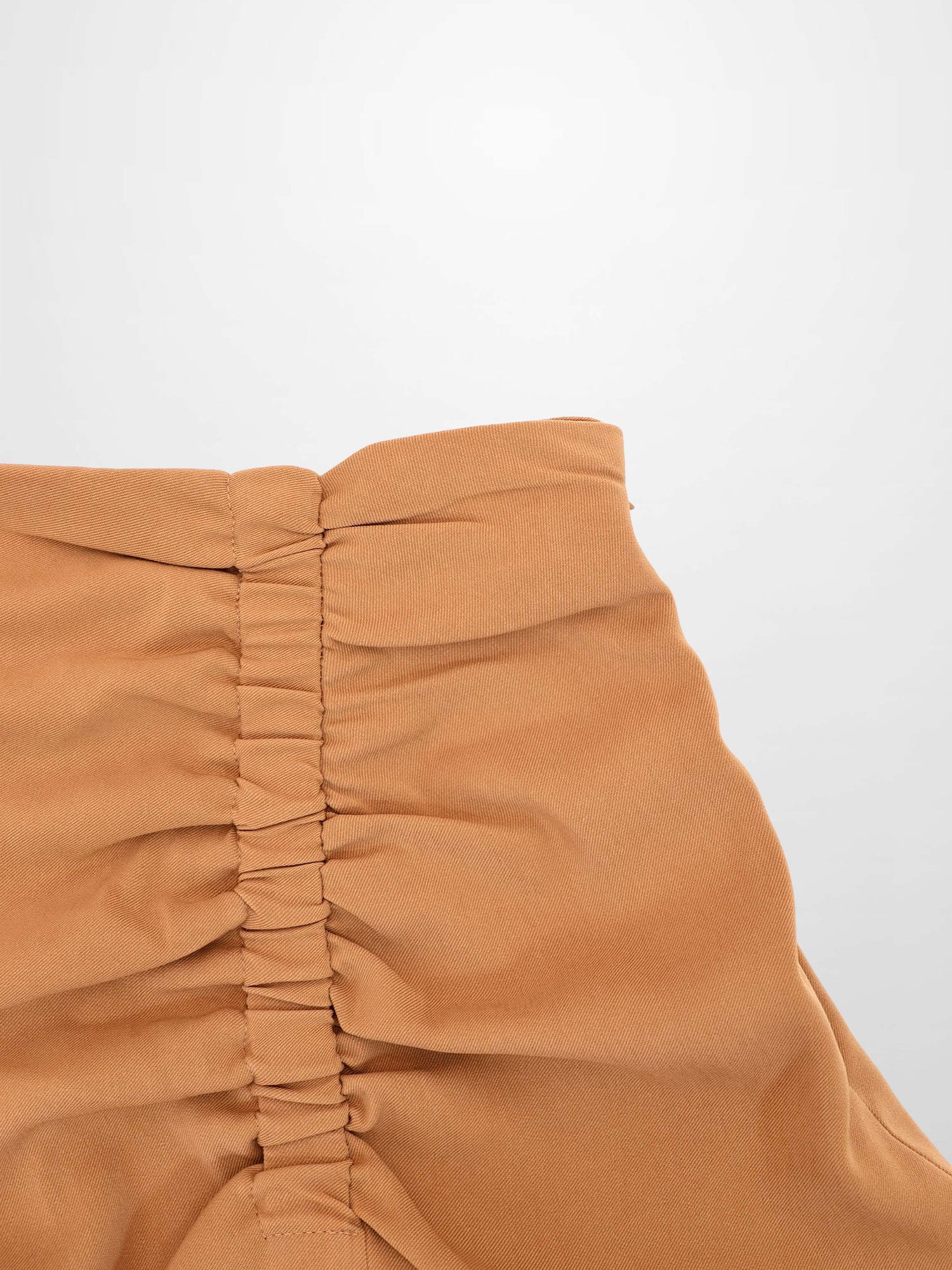 SIDE RUCHED SKIRT-TAN