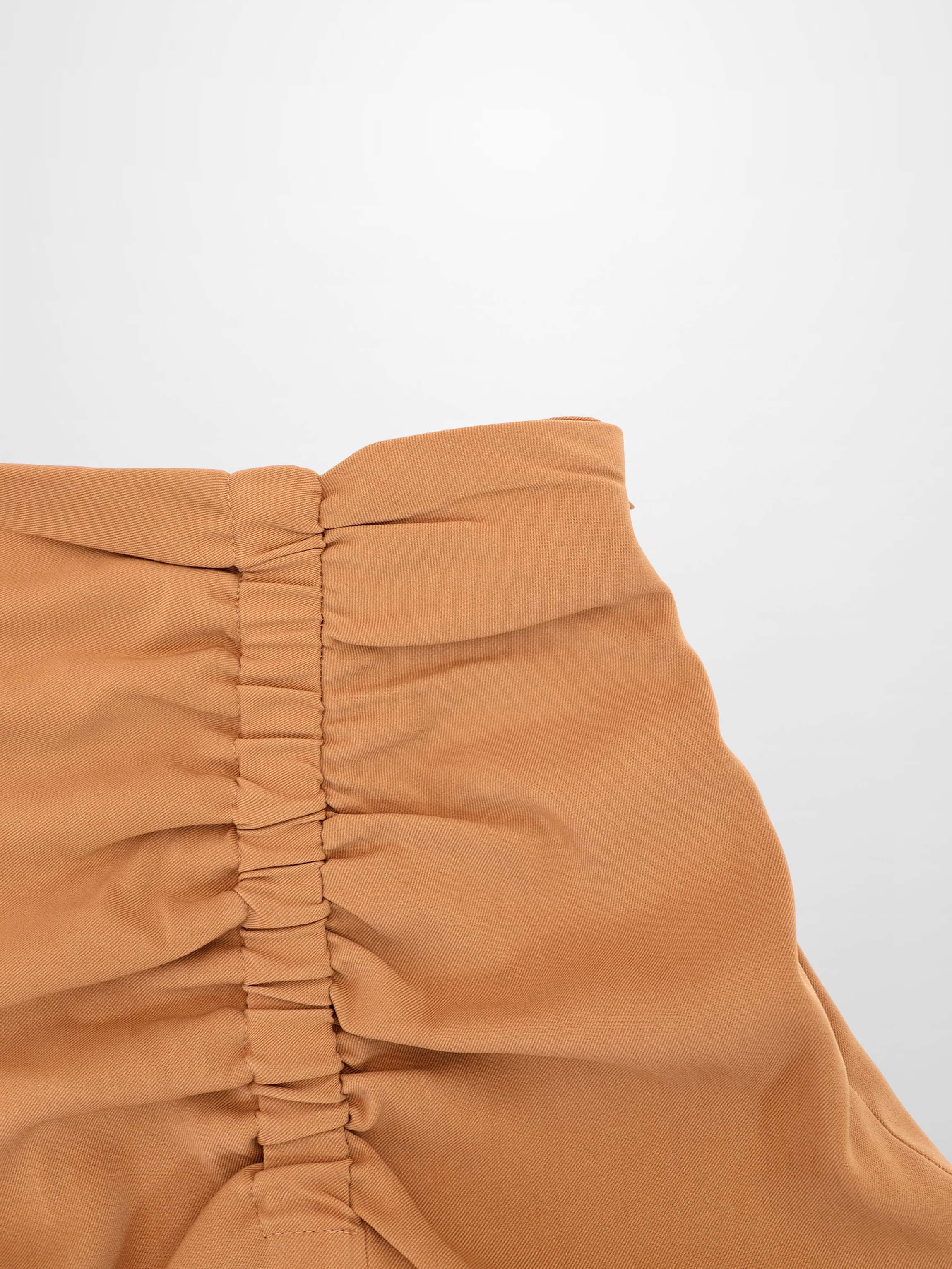 SIDE RUCHED SKIRT-TAN