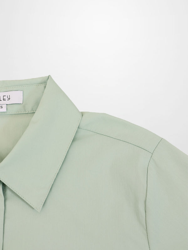 Cotton Button Down Blouse-Dusty Mint