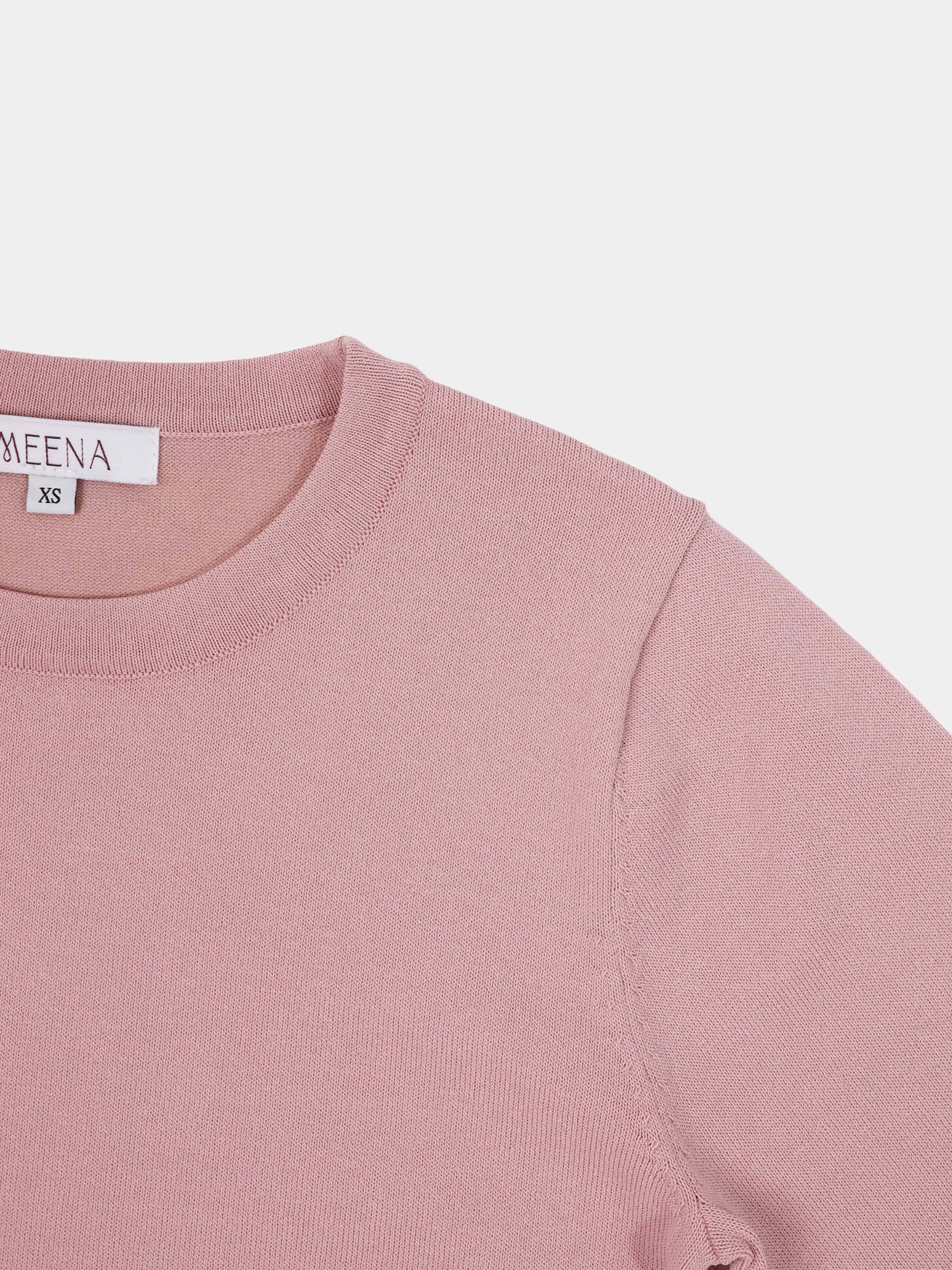 High Cuff Crew Sweater-Mauve