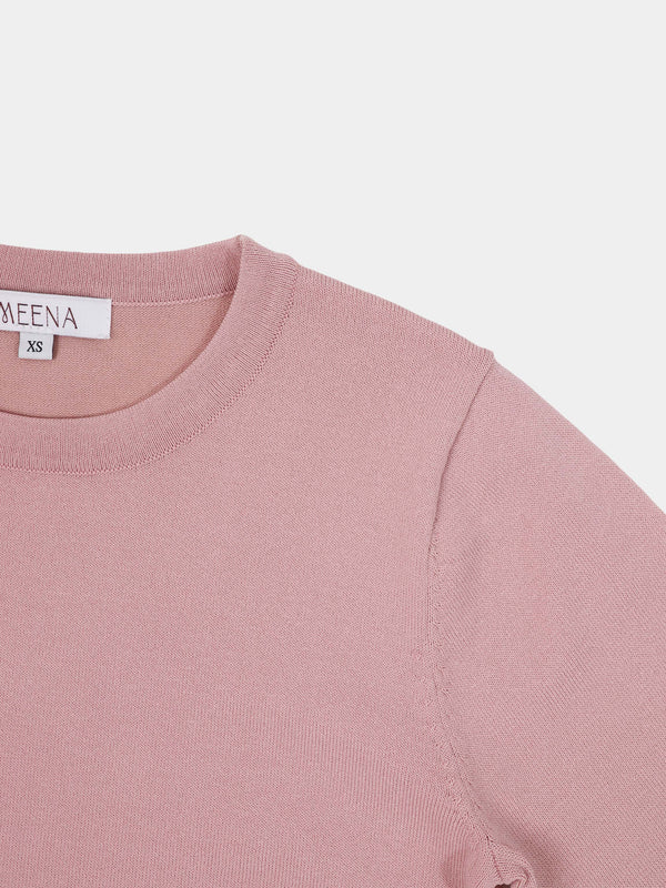 High Cuff Crew Sweater-Mauve