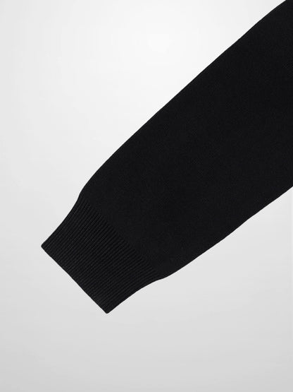 Mock Neck Thin Knit Sweater-Black