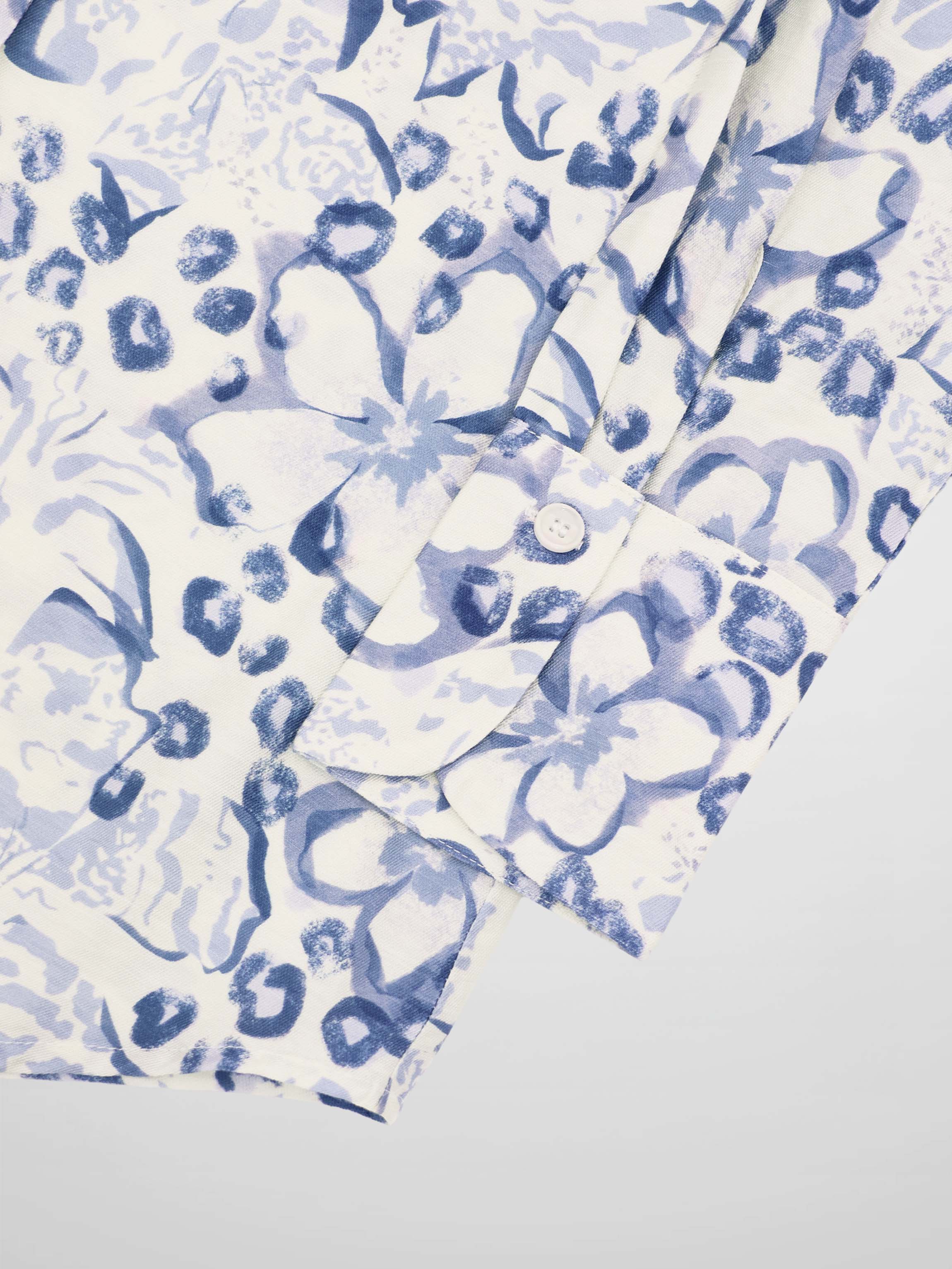 Button Down Collared Blouse-Blue Watercolor