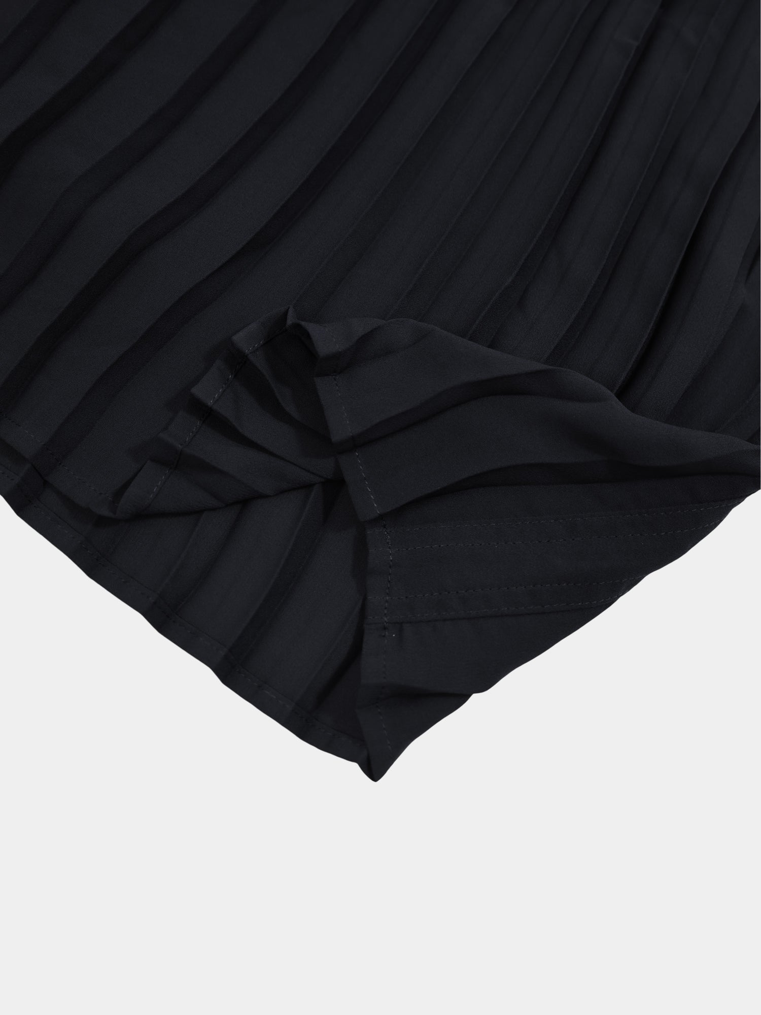 Chiffon Drop Waist Pleat Skirt-Black