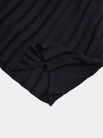 Chiffon Drop Waist Pleat Skirt-Black