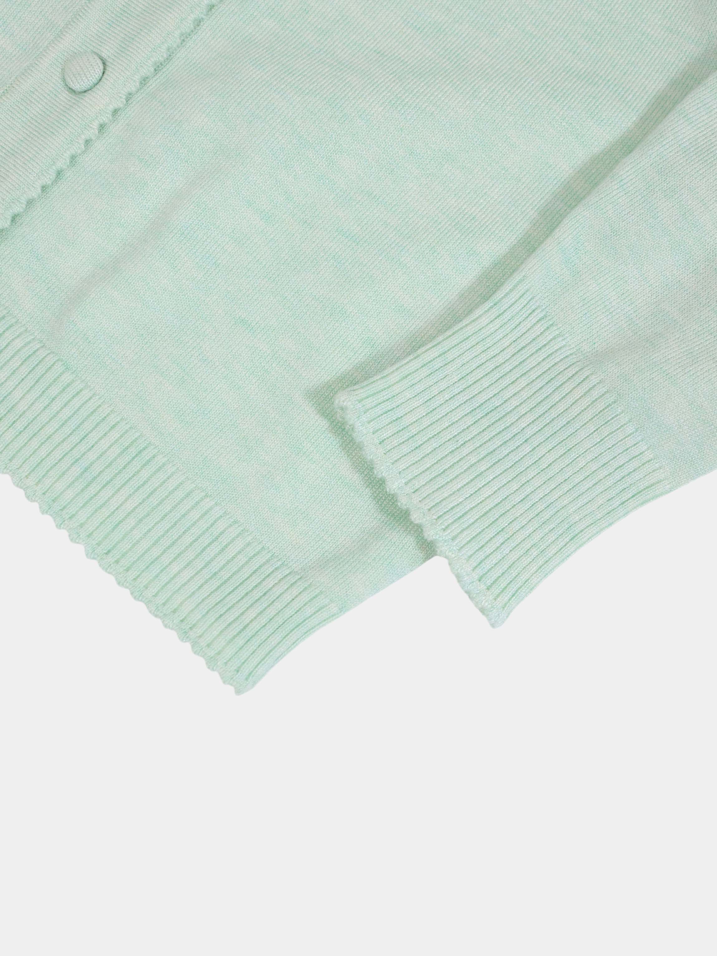 Trim Detail Crew Crop Cardigan-Heathered Mint
