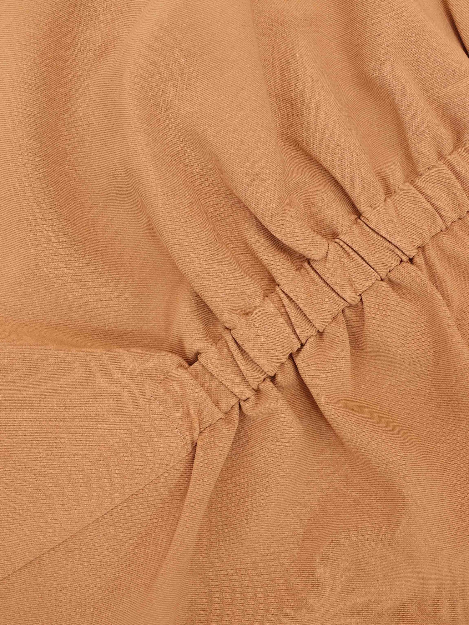 SIDE RUCHED SKIRT-TAN