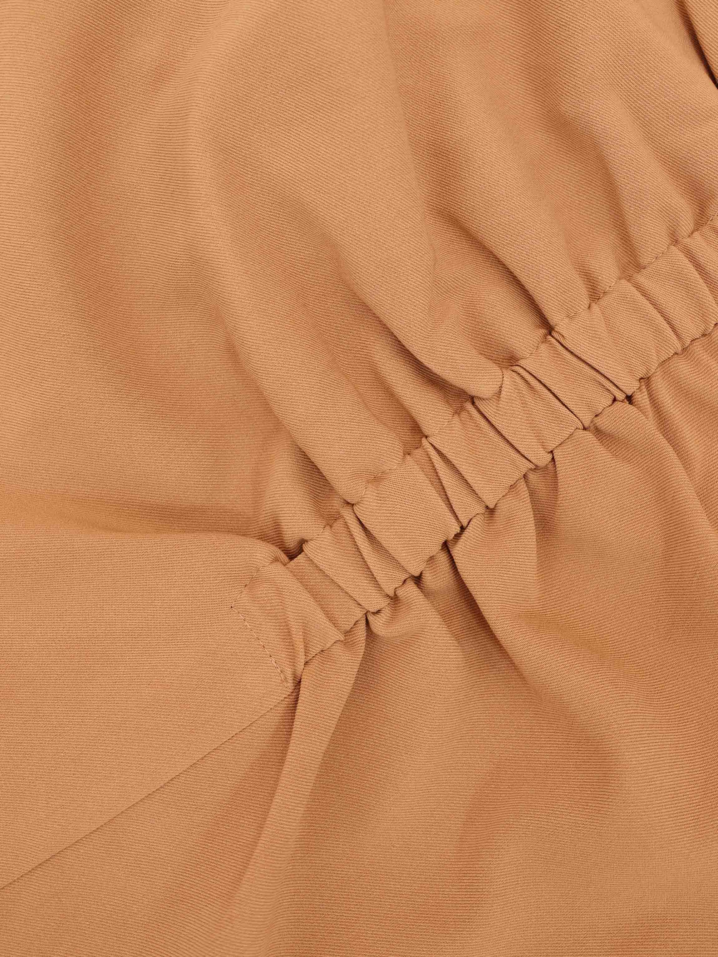 SIDE RUCHED SKIRT-TAN