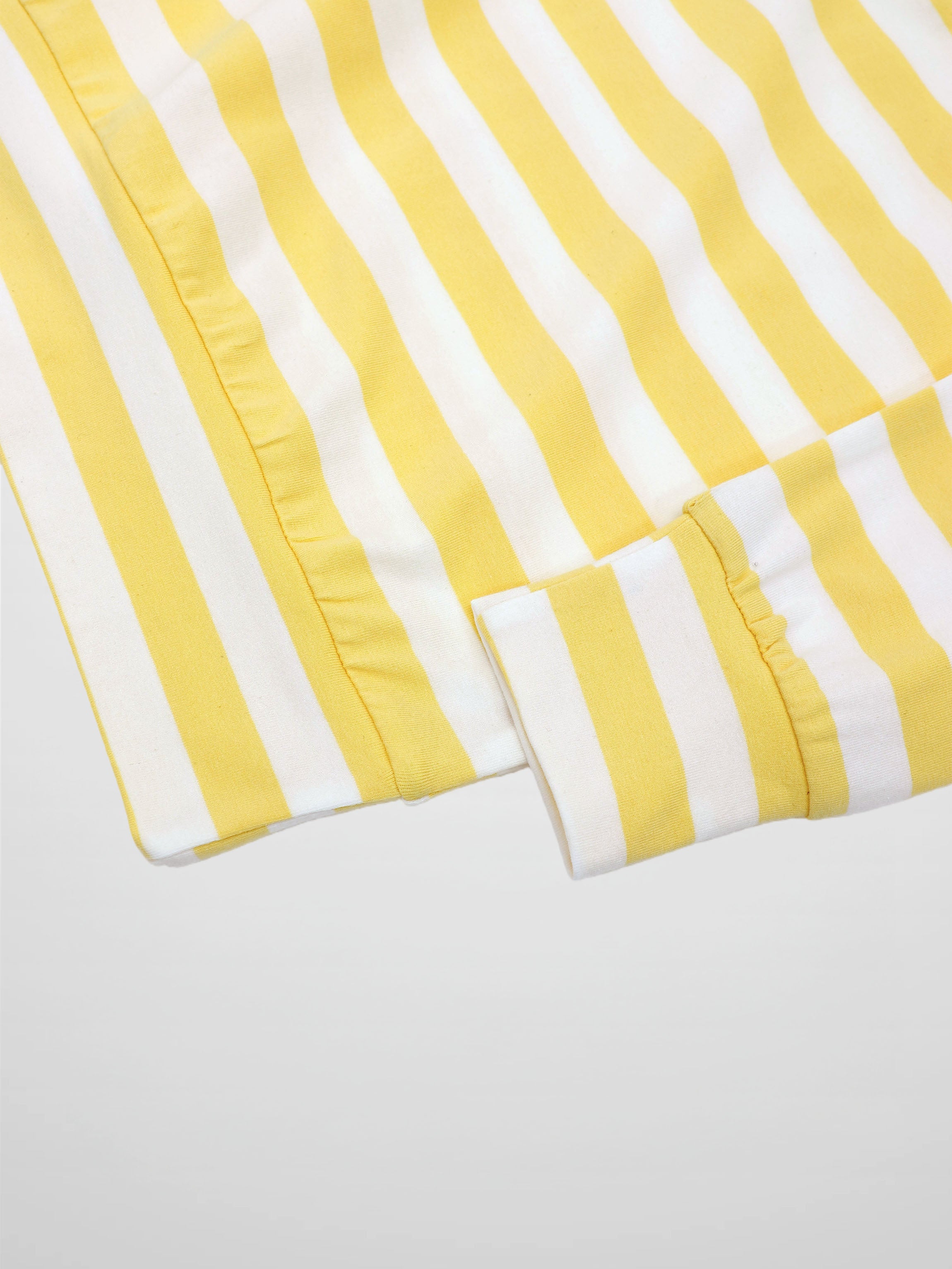 Striped Collar Bomber Tee-Yellow/White
