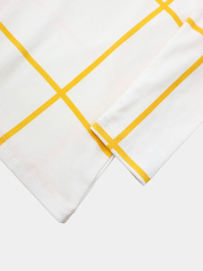 Basic Printed T-shirt-Floral Windowpane Yellow